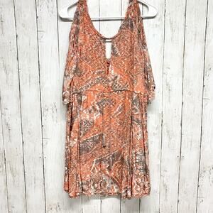 Free People Dress Women Medium Ossie Vibes Paisley Mini Bell Sleeve Keyhole Back